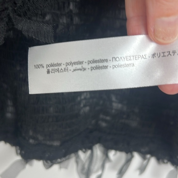 ZARA Women's Black Fringe Textured Short Sleeve Cropped Blouse Top Size L - Picture 11 of 12